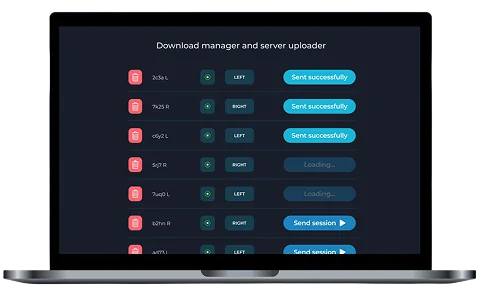 XSEED GPS download manager and server uploader on a laptop